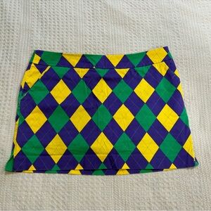 Loudmouth Carnivale Mardi Gras Argyle Golf Skort - Size 10